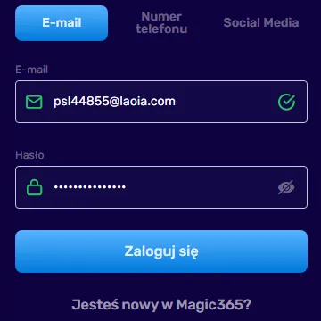 Magic 365 – logowanie za pomocą adresu e-mail